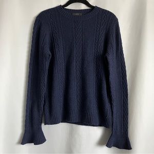 J. Crew Navy Cable Knit Crewneck Sweater
